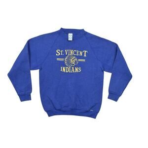 Vintage USA Made Discus Athletics Kids L Blue Cotton Sweatshirt Vincent Indian